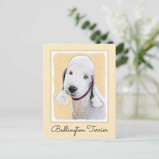 Bedlington Terrier Painting - Originele Dog Art Briefkaart (Staand voorkant)