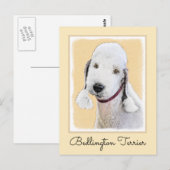 Bedlington Terrier Painting - Originele Dog Art Briefkaart (Voorkant / Achterkant)