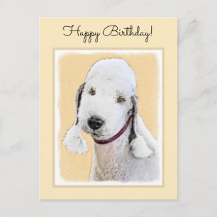 Bedlington Terrier Painting - Originele Dog Art Briefkaart