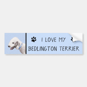 Bedlington Terrier Painting - Originele Dog Art Bumpersticker