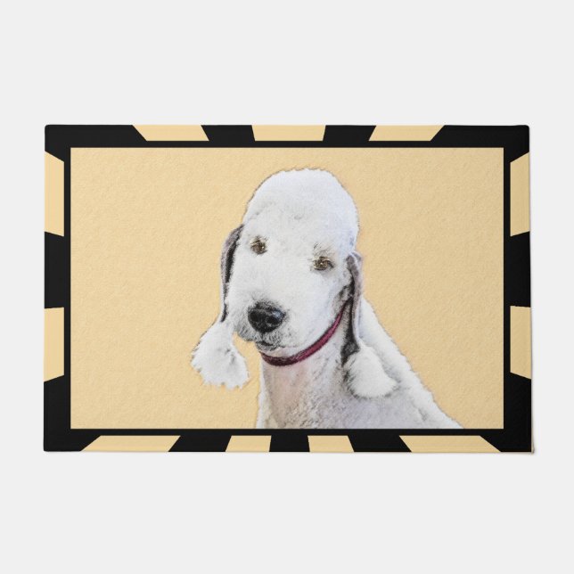 Bedlington Terrier Painting - Originele Dog Art Deurmat (Voorkant)