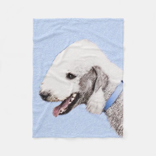 Bedlington Terrier Painting - Originele Dog Art Fleece Deken (Voorkant)