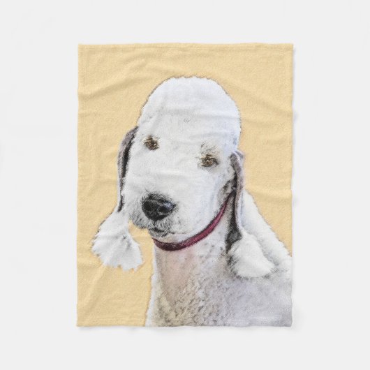 Bedlington Terrier Painting - Originele Dog Art Fleece Deken (Voorkant)