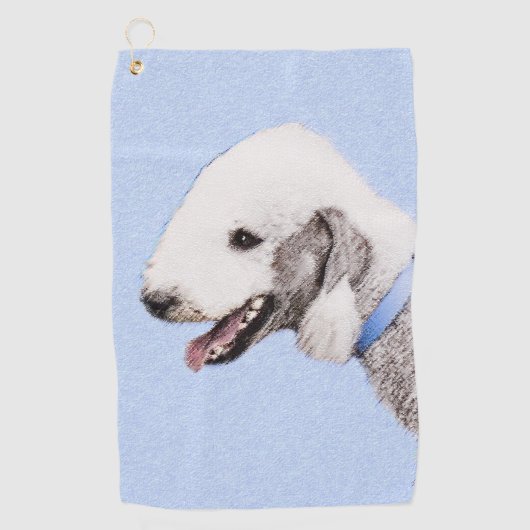 Bedlington Terrier Painting - Originele Dog Art Golfhanddoek (Voorkant)