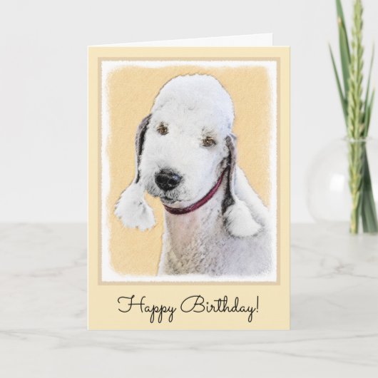 Bedlington Terrier Painting - Originele Dog Art Kaart (Voorkant)