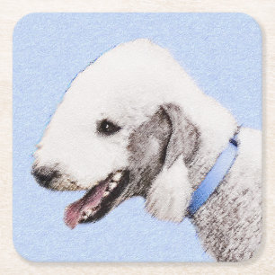 Bedlington Terrier Painting - Originele Dog Art Kartonnen Onderzetters