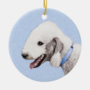 Bedlington Terrier Painting - Originele Dog Art Keramisch Ornament