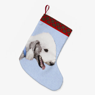 Bedlington Terrier Painting - Originele Dog Art Kleine Kerstsok