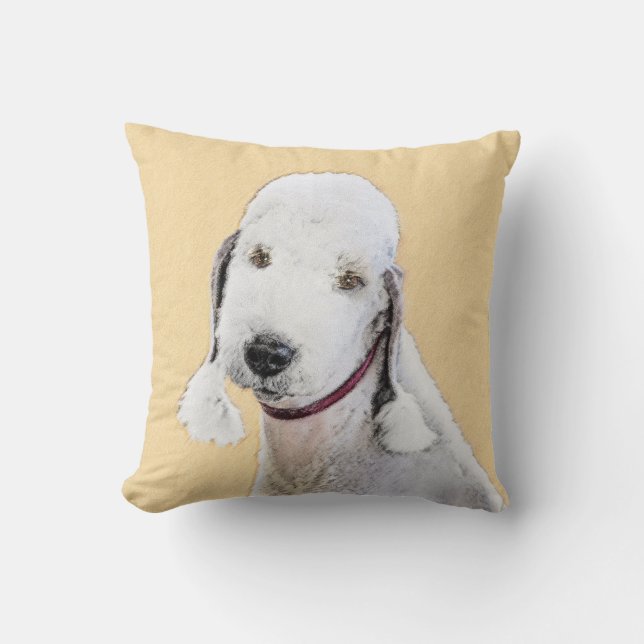 Bedlington Terrier Painting - Originele Dog Art Kussen (Voorkant)