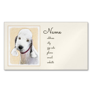 Bedlington Terrier Painting - Originele Dog Art Magnetisch Visitekaartje