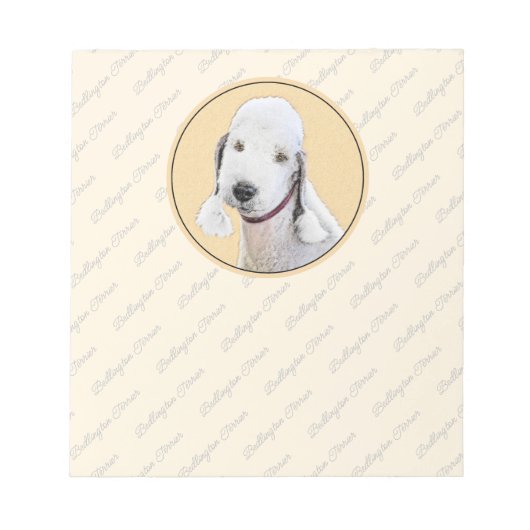 Bedlington Terrier Painting - Originele Dog Art Notitieblok (Voorkant)