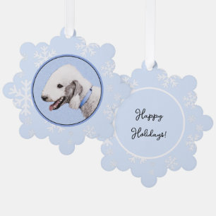 Bedlington Terrier Painting - Originele Dog Art Ornament Kaart