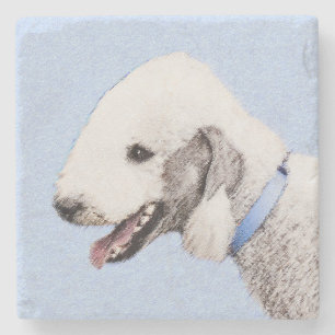 Bedlington Terrier Painting - Originele Dog Art Stenen Onderzetter