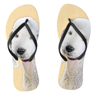Bedlington Terrier Painting - Originele Dog Art Teenslippers