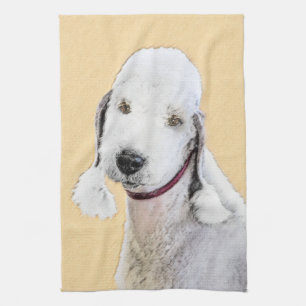 Bedlington Terrier Painting - Originele Dog Art Theedoek