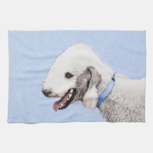 Bedlington Terrier Painting - Originele Dog Art Theedoek