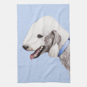 Bedlington Terrier Painting - Originele Dog Art Theedoek