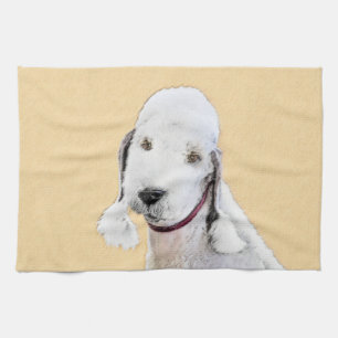 Bedlington Terrier Painting - Originele Dog Art Theedoek
