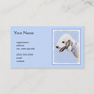 Bedlington Terrier Painting - Originele Dog Art Visitekaartje