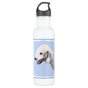 Bedlington Terrier Painting - Originele Dog Art Waterfles