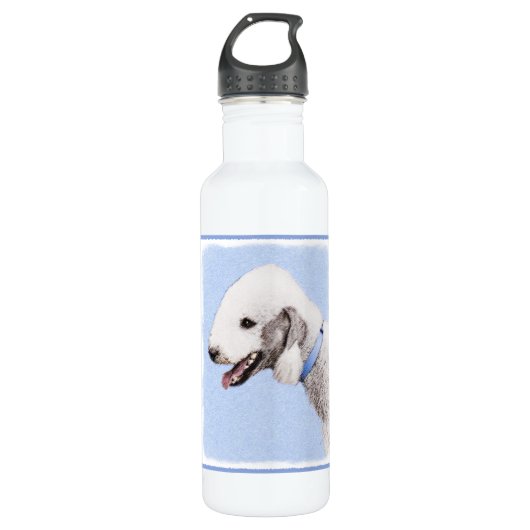 Bedlington Terrier Painting - Originele Dog Art Waterfles (Voorkant)