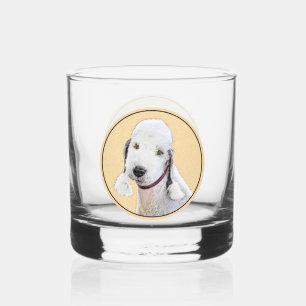 Bedlington Terrier Painting - Originele Dog Art Whisky Glas