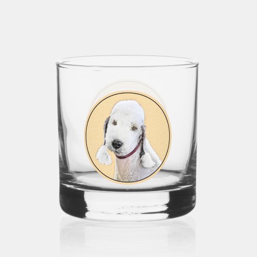 Bedlington Terrier Painting - Originele Dog Art Whisky Glas (Voorkant)