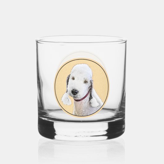 Bedlington Terrier Painting - Originele Dog Art Whisky Glas (Achterkant)