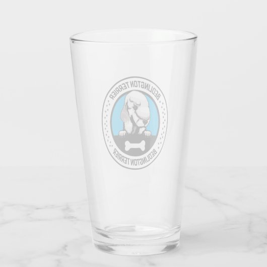 Bedlington Terrier Peeking Illustration Badge Glas (Achterkant)