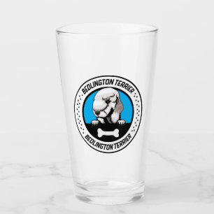 Bedlington Terrier Peeking Illustration Badge Glas
