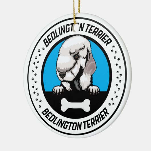 Bedlington Terrier Peeking Illustration Badge Keramisch Ornament (Links)