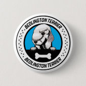 Bedlington Terrier Peeking Illustration Badge Ronde Button 5,7 Cm (Voorkant)