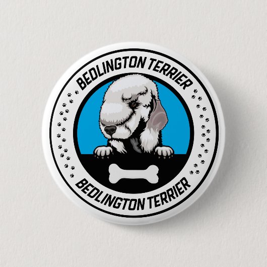 Bedlington Terrier Peeking Illustration Badge Ronde Button 5,7 Cm (Voorkant)