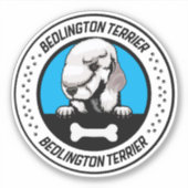 Bedlington Terrier Peeking Illustration Badge Sticker (Voorkant)