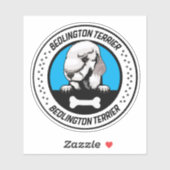 Bedlington Terrier Peeking Illustration Badge Sticker (Vel)