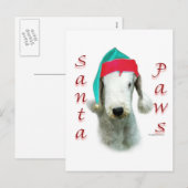 Bedlington Terrier Santa Paws Feestdagenkaart (Voorkant / Achterkant)