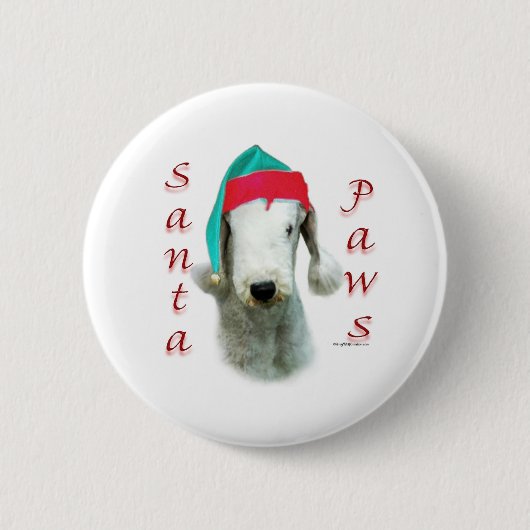Bedlington Terrier Santa Paws Ronde Button 5,7 Cm (Voorkant)