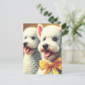 Bedlington Terrier schilderij Briefkaart (Staand voorkant)