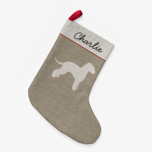 Bedlington Terrier Silhouet gepersonaliseerde hond Kleine Kerstsok