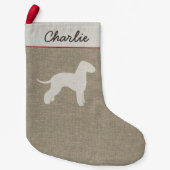 Bedlington Terrier Silhouet gepersonaliseerde hond Kleine Kerstsok (Voorkant)