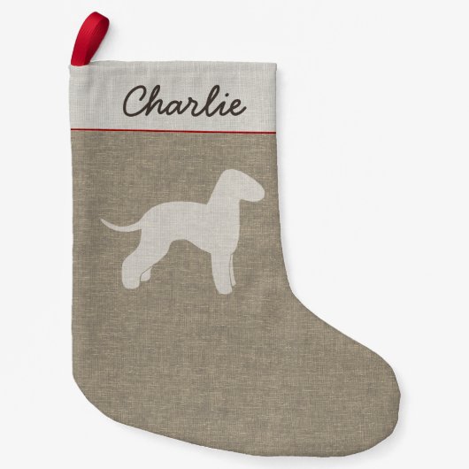 Bedlington Terrier Silhouet gepersonaliseerde hond Kleine Kerstsok (Voorkant)