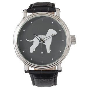 Bedlington Terrier Silhouette Horloge