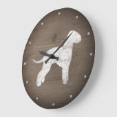 Bedlington Terrier Silhouette Rustic Style Grote Klok (Hoek)