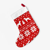 Bedlington Terrier Silhouettes Dogs Holiday Red Kleine Kerstsok (Achterkant (Hangend))