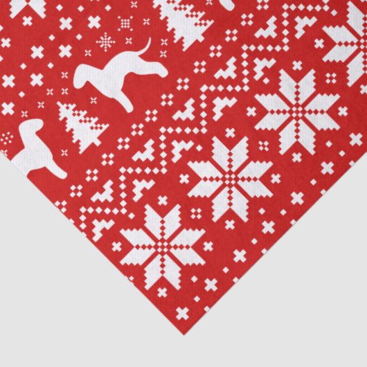 Bedlington Terrier Silhouettes kerst Pattern Tissuepapier (Detail)