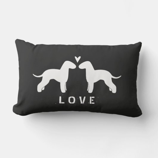 Bedlington Terrier Silhouettes Love Kussen (Voorkant)