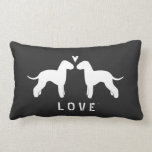Bedlington Terrier Silhouettes Love Kussen<br><div class="desc">Bedlington Terrier Silhouettes met Heart en Persoonlijke tekst. Het maakt een mooie bruiloft voor Bedlington Lovers.</div>