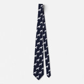 Bedlington Terrier Silhouettes Pattern Navy Blue Stropdas (Voorkant)