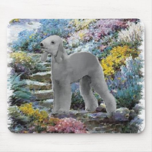 Bedlington Terrier Summer Garden Art Muismat (Voorkant)