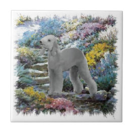 Bedlington Terrier Summer Garden Art Tegeltje